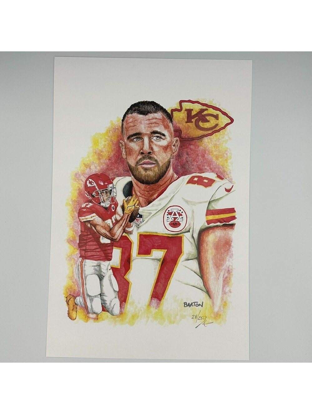 Travis Kelce Limited Edition Lithograph by Brian Barton 28/250 Pristine COA